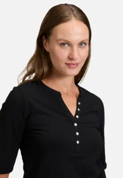 Betty Barclay Shirts*Basic Shirt mit Knöpfen Patch Black/Beige