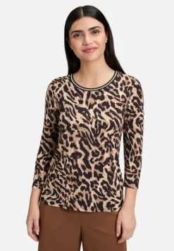 Betty Barclay Shirts*Basic Shirt mit Rippbündchen Schwarz/Beige