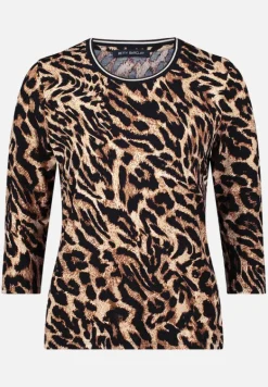 Betty Barclay Shirts*Basic Shirt mit Rippbündchen Schwarz/Beige