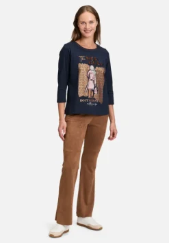 Betty Barclay Shirts*Basic Shirt mit Rippbündchen Patch Dark Blue/Brown