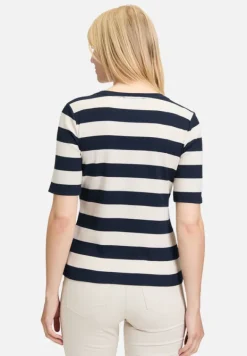 Betty Barclay Shirts*Basic Shirt mit Rippenstruktur Dark Blue/Beige