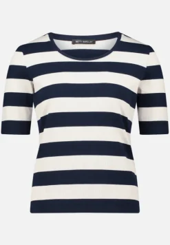 Betty Barclay Shirts*Basic Shirt mit Rippenstruktur Dark Blue/Beige