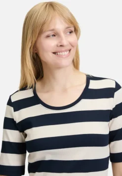 Betty Barclay Shirts*Basic Shirt mit Rippenstruktur Dark Blue/Beige