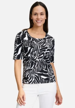 Betty Barclay Shirts*Basic Shirt mit Rippenstruktur Schwarz/Weiß