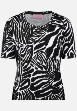 Betty Barclay Shirts*Basic Shirt mit Rippenstruktur Schwarz/Weiß