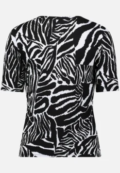 Betty Barclay Shirts*Basic Shirt mit Rippenstruktur Schwarz/Weiß