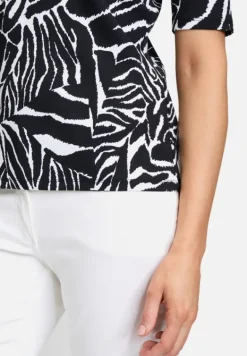 Betty Barclay Shirts*Basic Shirt mit Rippenstruktur Schwarz/Weiß