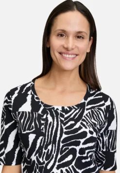 Betty Barclay Shirts*Basic Shirt mit Rippenstruktur Schwarz/Weiß
