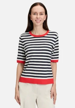 Betty Barclay Strick*Basic-Pullover mit Streifen Patch Dark Blue/Red