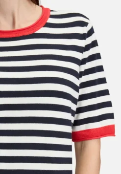 Betty Barclay Strick*Basic-Pullover mit Streifen Patch Dark Blue/Red