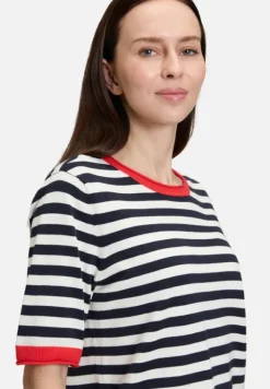 Betty Barclay Strick*Basic-Pullover mit Streifen Patch Dark Blue/Red