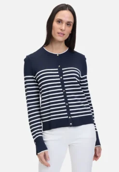 Betty Barclay Strick*Basic-Strickjacke mit Streifen Patch Dark Blue/Cream