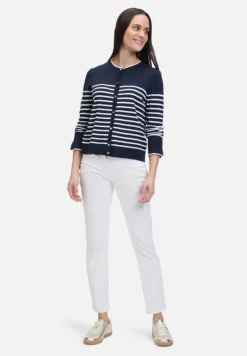 Betty Barclay Strick*Basic-Strickjacke mit Streifen Patch Dark Blue/Cream