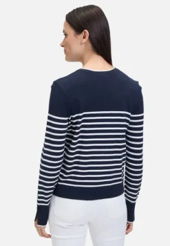 Betty Barclay Strick*Basic-Strickjacke mit Streifen Patch Dark Blue/Cream