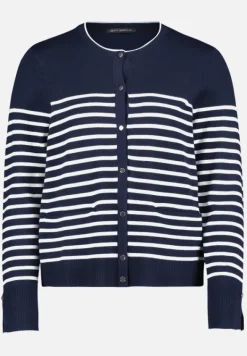 Betty Barclay Strick*Basic-Strickjacke mit Streifen Patch Dark Blue/Cream