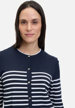 Betty Barclay Strick*Basic-Strickjacke mit Streifen Patch Dark Blue/Cream