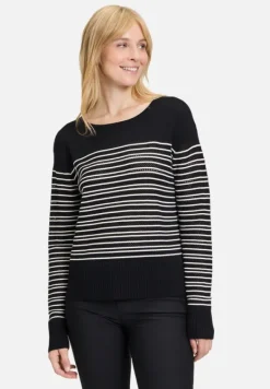 Betty Barclay Strick*Basic-Strickpullover mit Streifen Patch Black/Cream