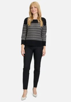 Betty Barclay Strick*Basic-Strickpullover mit Streifen Patch Black/Cream