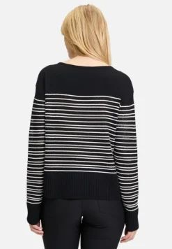 Betty Barclay Strick*Basic-Strickpullover mit Streifen Patch Black/Cream