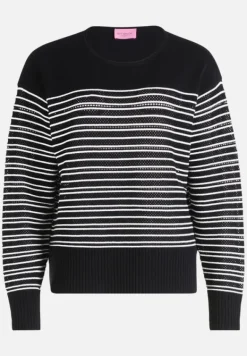 Betty Barclay Strick*Basic-Strickpullover mit Streifen Patch Black/Cream