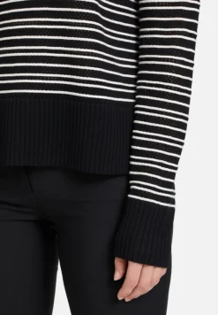 Betty Barclay Strick*Basic-Strickpullover mit Streifen Patch Black/Cream