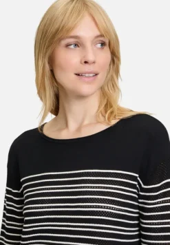 Betty Barclay Strick*Basic-Strickpullover mit Streifen Patch Black/Cream