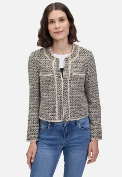 Betty Barclay Business Kleidung|Blazer*Blazer-Jacke mit Fransen Schwarz/Beige