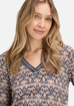 Betty Barclay Shirts*Blusenshirt mit V-Ausschnitt Grau/Beige