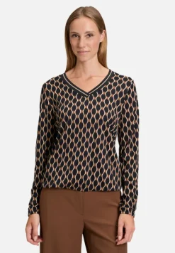 Betty Barclay Shirts*Blusenshirt mit V-Ausschnitt Schwarz/Beige