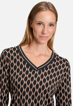 Betty Barclay Shirts*Blusenshirt mit V-Ausschnitt Schwarz/Beige