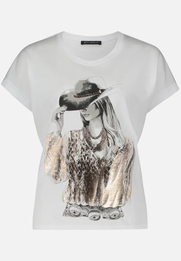 Betty Barclay Shirts*Casual-Shirt mit Ärmelaufschlag Patch White/Brown