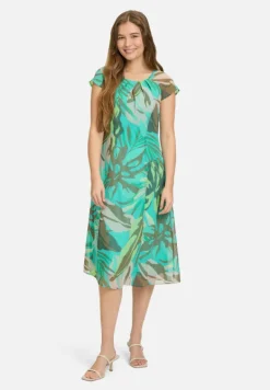 Betty Barclay Kleider*Chiffonkleid figurbetont Khaki/Blau