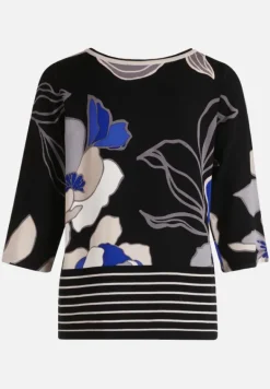 Betty Barclay Strick*Feinstrickpullover mit Blumenprint Schwarz/Blau