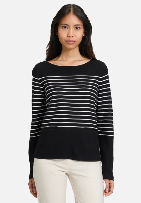 Betty Barclay Strick*Feinstrickpullover mit Eingrifftaschen Patch Black/Cream