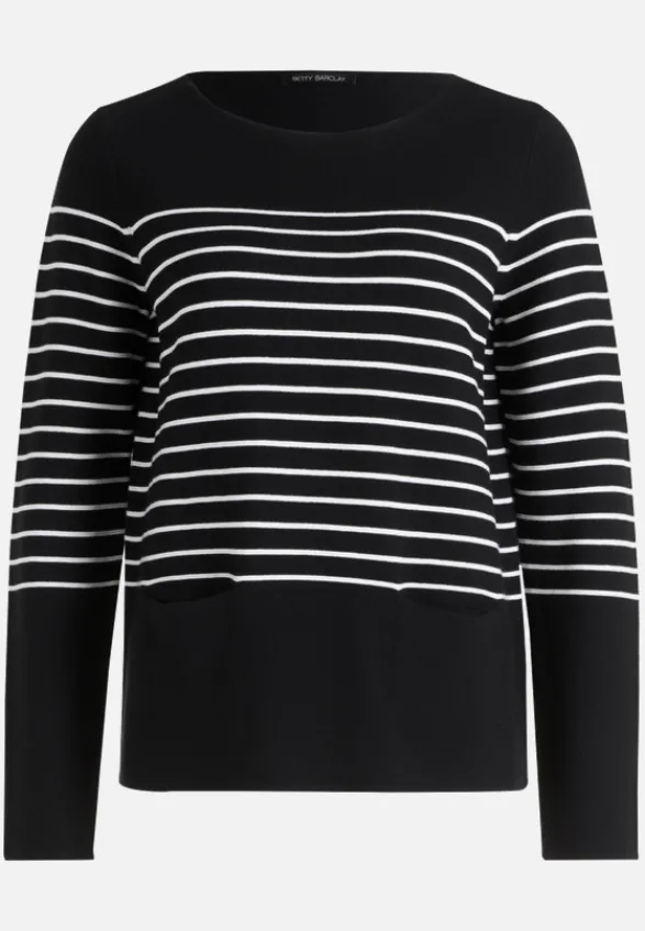 Betty Barclay Strick*Feinstrickpullover mit Eingrifftaschen Patch Black/Cream
