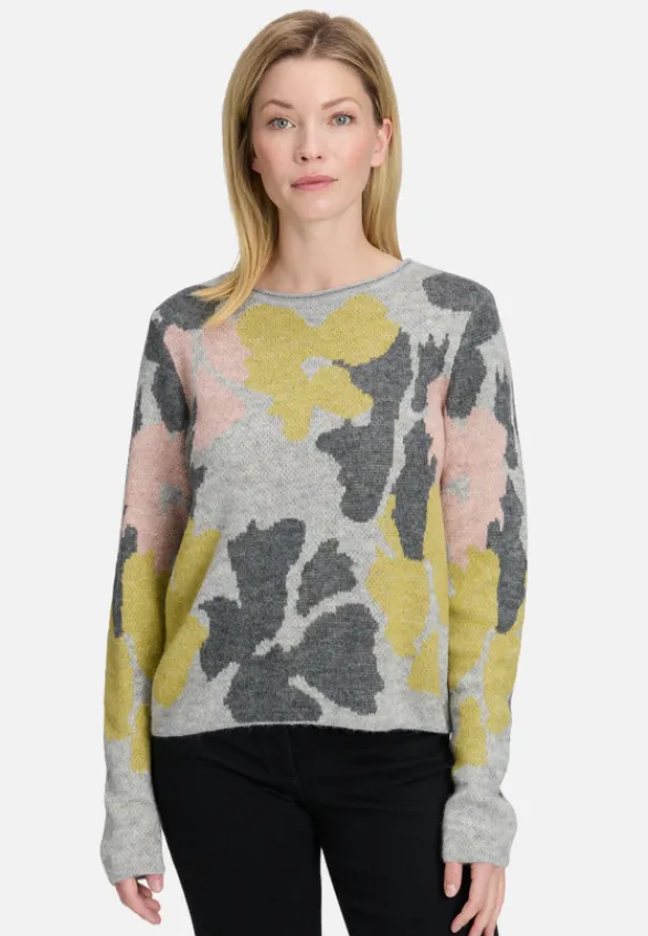 Betty Barclay Strick*Grobstrick-Pullover mit Jacquard Patch Grey/Green