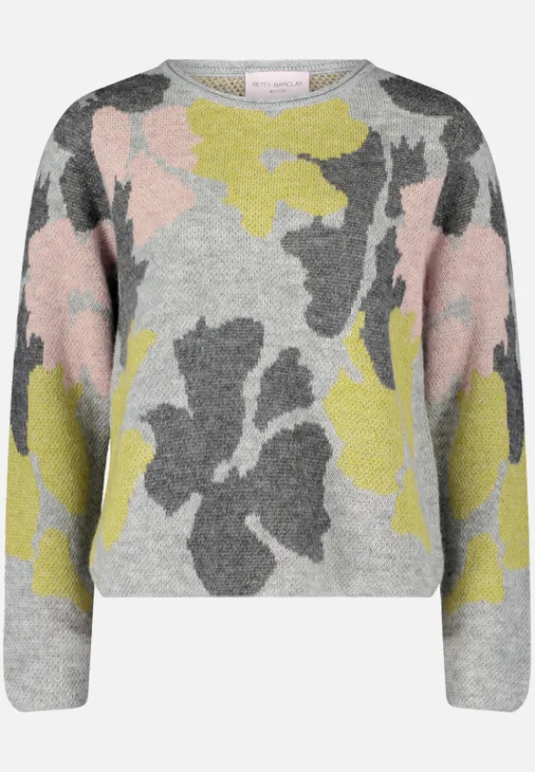 Betty Barclay Strick*Grobstrick-Pullover mit Jacquard Patch Grey/Green
