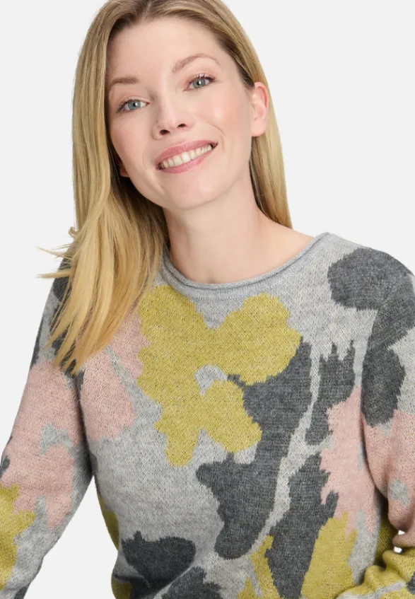Betty Barclay Strick*Grobstrick-Pullover mit Jacquard Patch Grey/Green