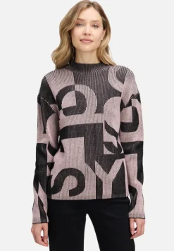 Betty Barclay Strick*Grobstrick-Pullover mit Jacquard Patch Black/Rosé
