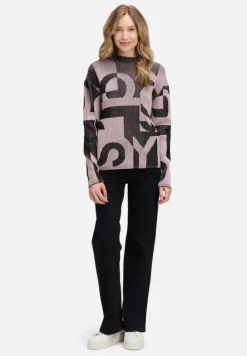 Betty Barclay Strick*Grobstrick-Pullover mit Jacquard Patch Black/Rosé