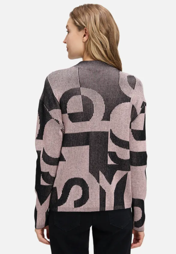 Betty Barclay Strick*Grobstrick-Pullover mit Jacquard Patch Black/Rosé