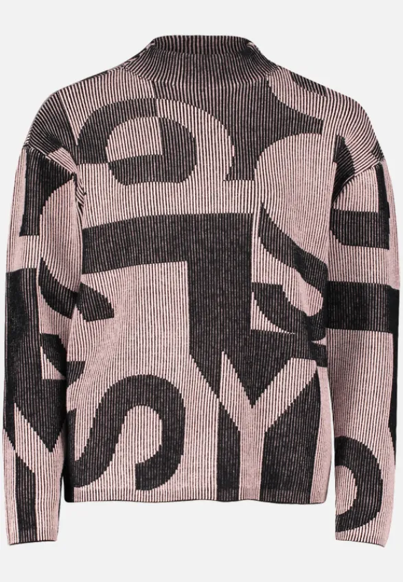 Betty Barclay Strick*Grobstrick-Pullover mit Jacquard Patch Black/Rosé