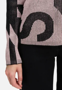 Betty Barclay Strick*Grobstrick-Pullover mit Jacquard Patch Black/Rosé