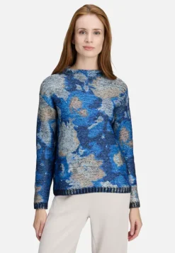 Betty Barclay Strick*Grobstrick-Pullover mit Print Blue/Camel