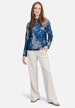 Betty Barclay Strick*Grobstrick-Pullover mit Print Blue/Camel