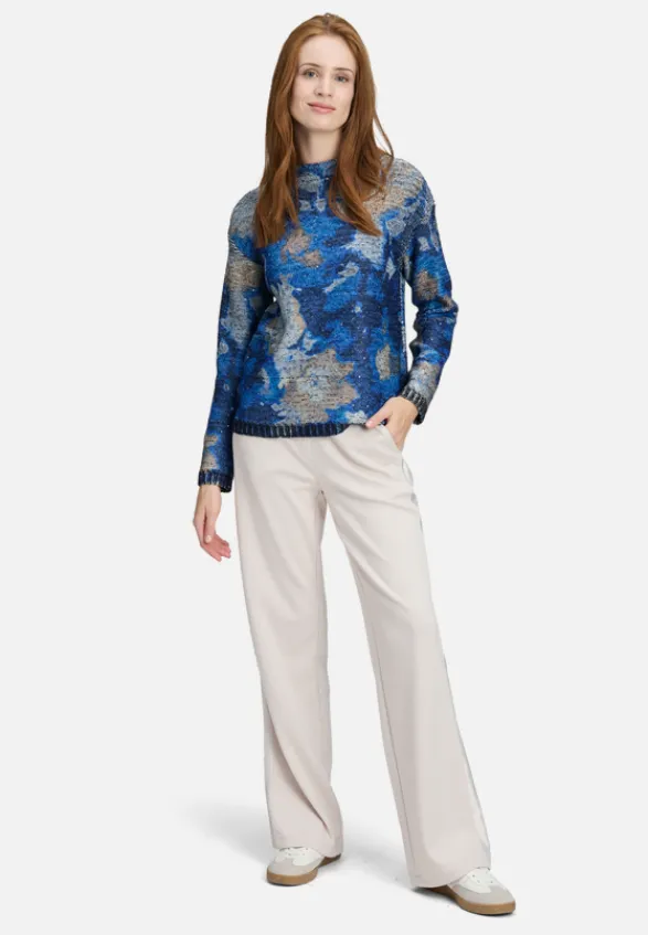 Betty Barclay Strick*Grobstrick-Pullover mit Print Blue/Camel