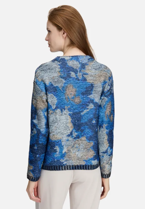 Betty Barclay Strick*Grobstrick-Pullover mit Print Blue/Camel