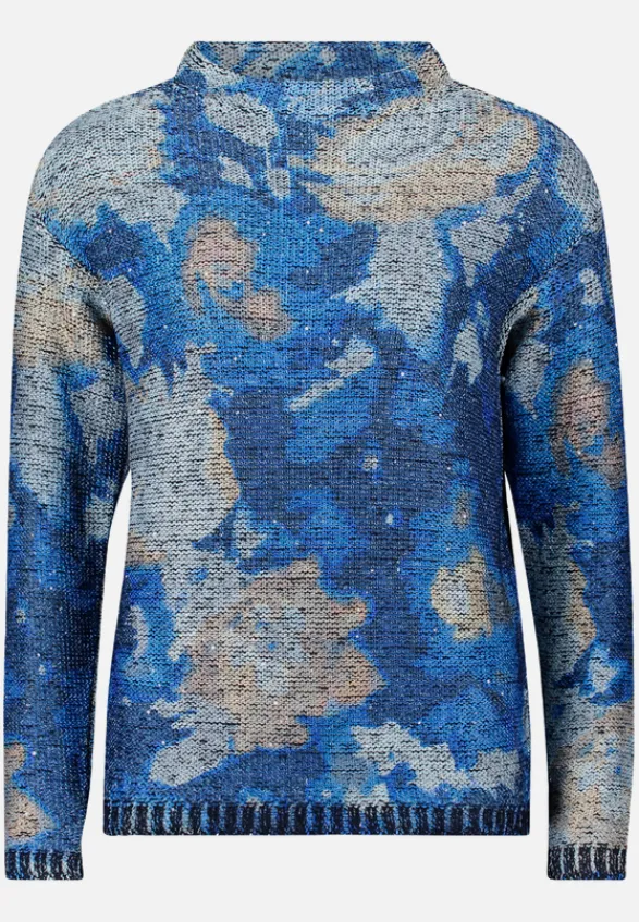 Betty Barclay Strick*Grobstrick-Pullover mit Print Blue/Camel
