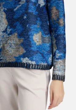 Betty Barclay Strick*Grobstrick-Pullover mit Print Blue/Camel