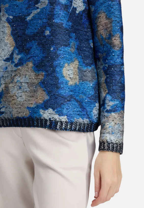 Betty Barclay Strick*Grobstrick-Pullover mit Print Blue/Camel